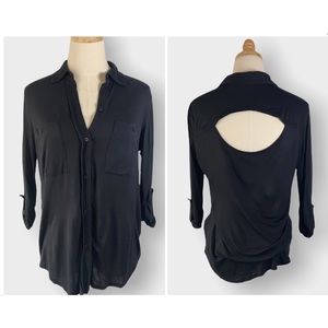 VICTORIA’S SECRET Black Back Cut Out Blouse Top Size S